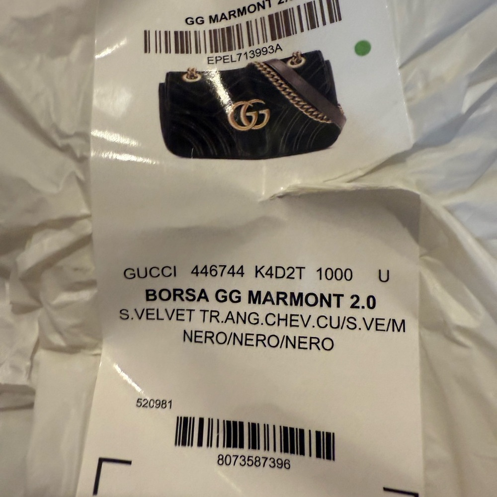 Gucci Marmont Black Velvet Shoulder Bag with Gold Accents - Picture 14 of 14